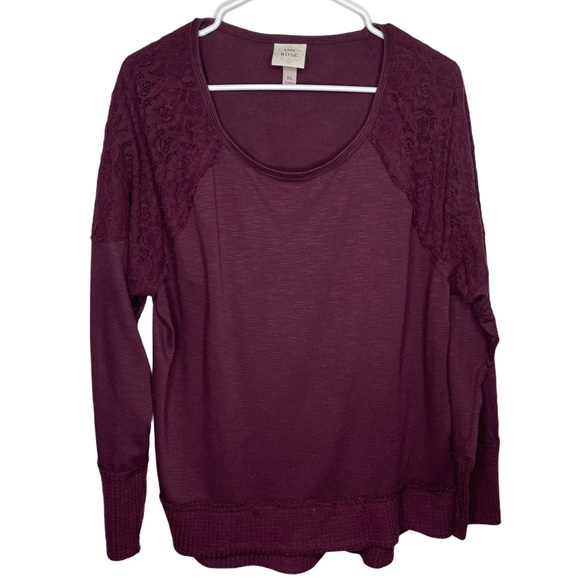 Knox Rose Burgundy Lace Detail Sweater XL